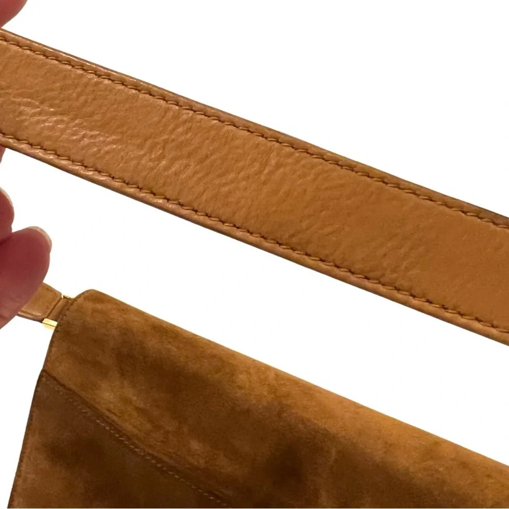 Vintage 1970s Gucci Blondie Camel Suede GG Envelope Bag convertible - Picture 13 of 14